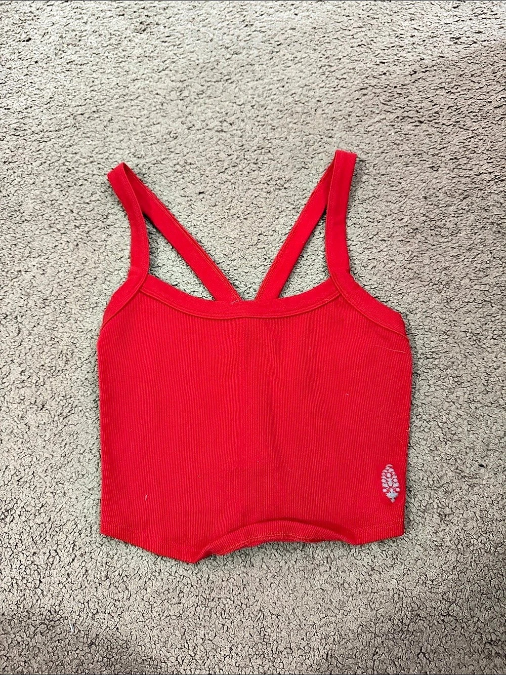 Free People Red Ribbed Crop Tank